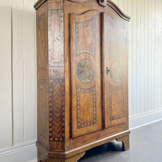 An 18th C Original Painted Tyrolean Two Door Cupboard