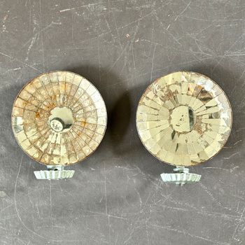 A Pair of 1920's Provencal Reflective Wall Sconces - Round