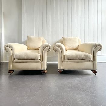 A Large Pair of Early 20th C Country House Armchairs