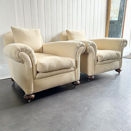 A Large Pair of Early 20th C Country House Armchairs