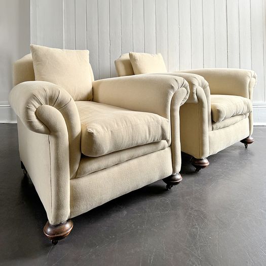 A Large Pair of Early 20th C Country House Armchairs