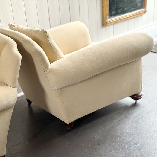 A Large Pair of Early 20th C Country House Armchairs