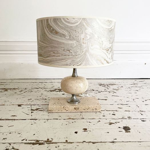 A 1970's Philippe Barbier Travertine Table Light