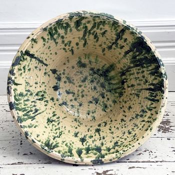 Two Large Decorative Italian Passata Pots with Green Decoration - Sold Separately