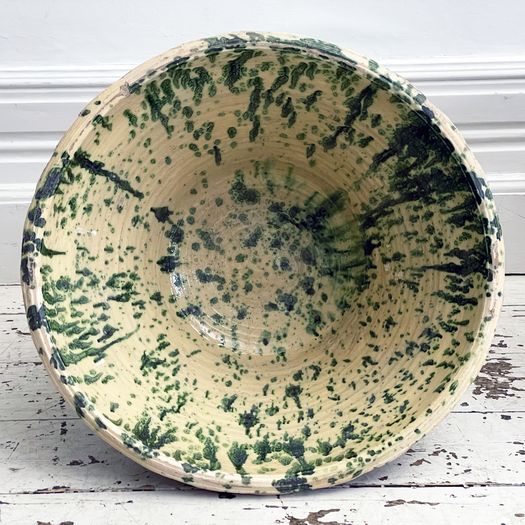 Two Large Decorative Italian Passata Pots with Green Decoration - Sold Separately