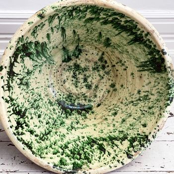 Two Very Large Decorative Italian Passata Pots with Green Decoration - Sold Separately