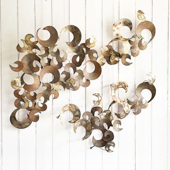 A Brutalist Curtis Jere Two Part Crescent Moon Wall Sculpture