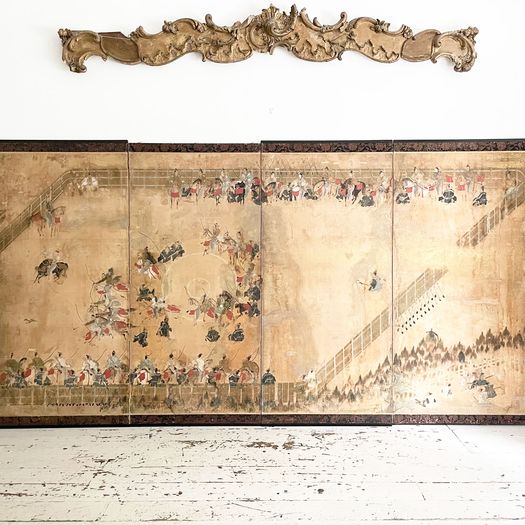 A Superb Early 17th C Edo Period Four Fold Japanese Screen