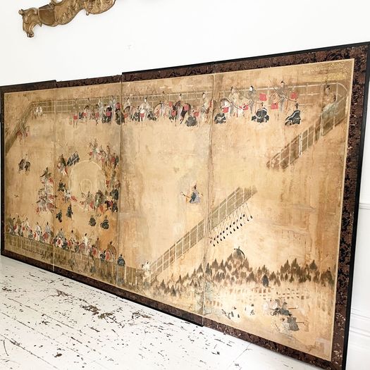 A Superb Early 17th C Edo Period Four Fold Japanese Screen