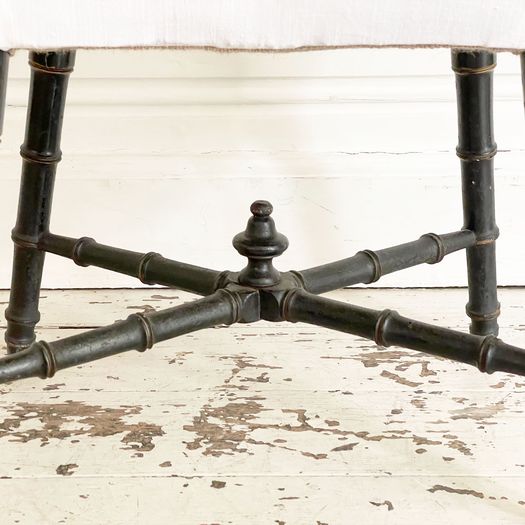 A Spanish 19th C Ebonised Faux Bamboo Stool