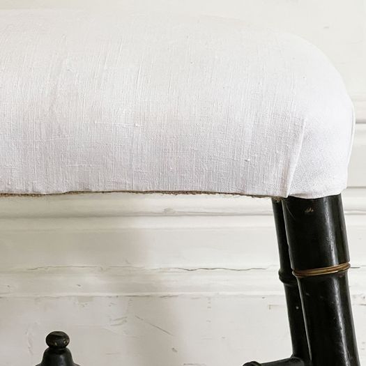 A Spanish 19th C Ebonised Faux Bamboo Stool