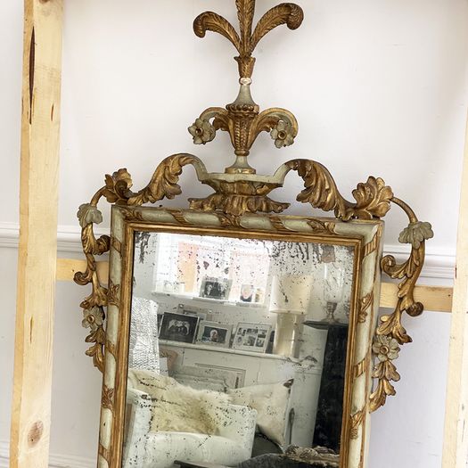 An 18th C Florentine Polychrome Giltwood Mirror