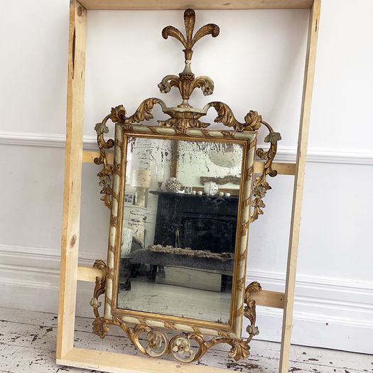 An 18th C Florentine Polychrome Giltwood Mirror