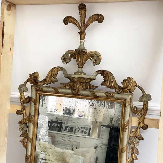 An 18th C Florentine Polychrome Giltwood Mirror