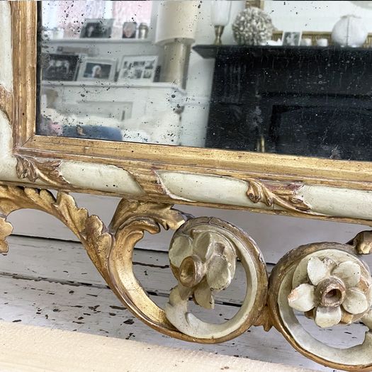 An 18th C Florentine Polychrome Giltwood Mirror