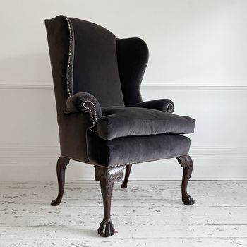 A Majestic George II Mahogany Wing Chair Attributable to Giles Grendey