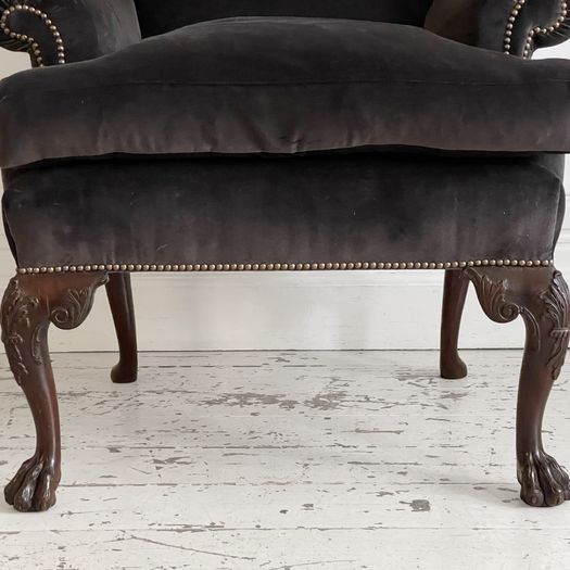 A Majestic George II Mahogany Wing Chair Attributable to Giles Grendey