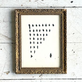 'Drops' An Abstract Ink on Paper in Gilt Wood Frame