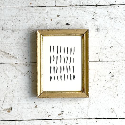 'Lines' - A Small Vintage Ink on Paper Abstract in Giltwood Frame H