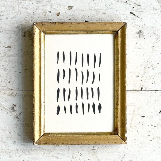 'Lines' - A Small Vintage Ink on Paper Abstract in Giltwood Frame H