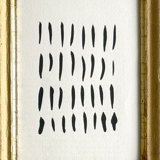 'Lines' - A Small Vintage Ink on Paper Abstract in Giltwood Frame H