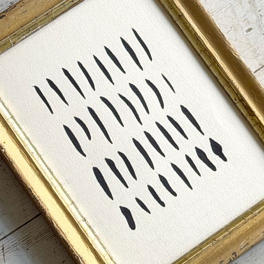 'Lines' - A Small Vintage Ink on Paper Abstract in Giltwood Frame H