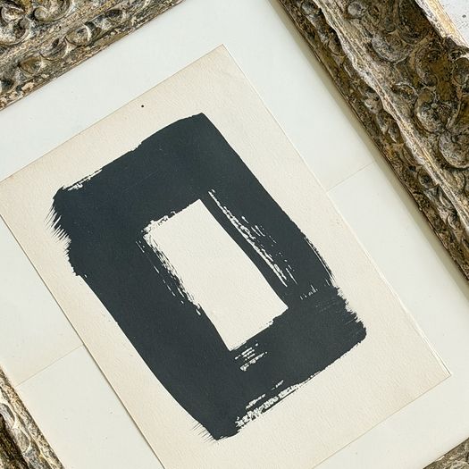 'Box' An Abstract Ink on Paper in Vintage Montparnasse Frame