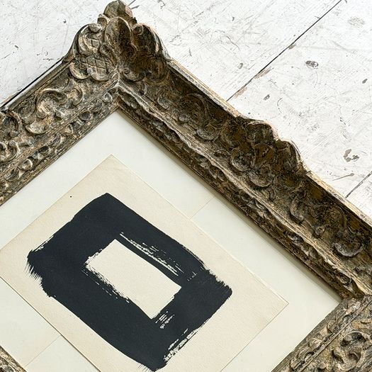 'Box' An Abstract Ink on Paper in Vintage Montparnasse Frame