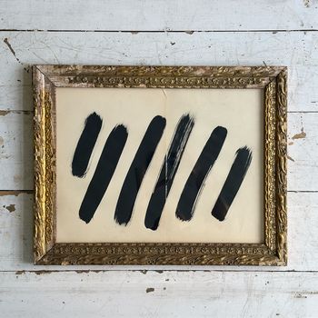 'Stripes' An Abstract Ink on Paper in Vintage Frame