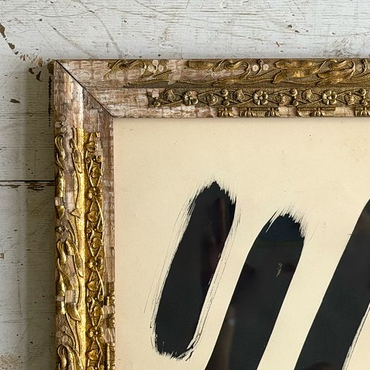 'Stripes' An Abstract Ink on Paper in Vintage Frame