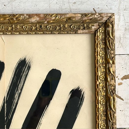 'Stripes' An Abstract Ink on Paper in Vintage Frame