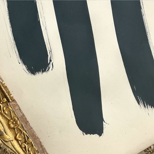 'Stripes' An Abstract Ink on Paper in Vintage Frame