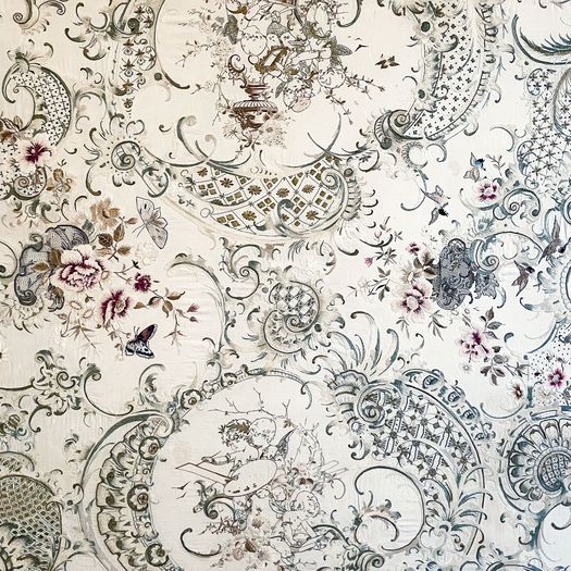 A Very Large 19th C French Framed Silk Embroidery on Linen