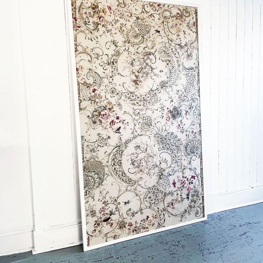 A Very Large 19th C French Framed Silk Embroidery on Linen