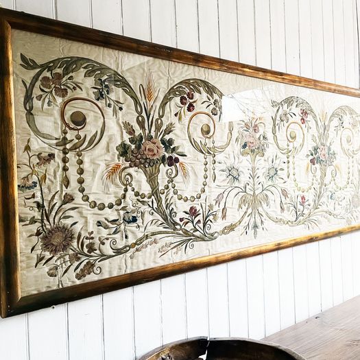 A Large 18th C Italian Framed Silk Embroidery