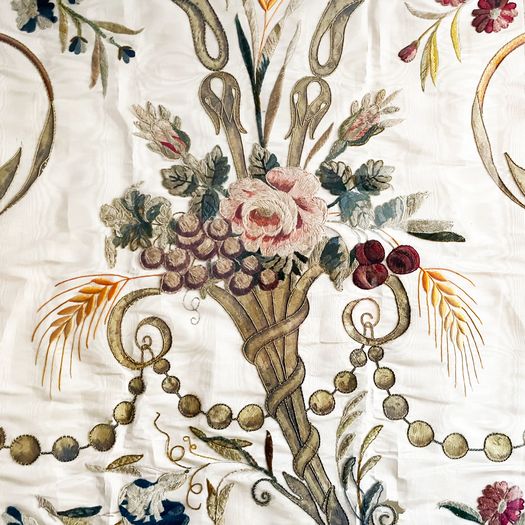 A Large 18th C Italian Framed Silk Embroidery