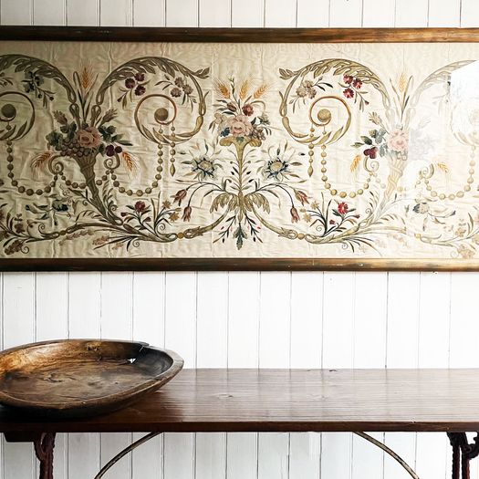 A Large 18th C Italian Framed Silk Embroidery