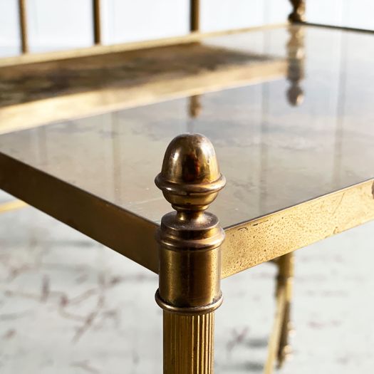 A Set of 1950's French Gold Eglomisé Glass & Brass Side Tables