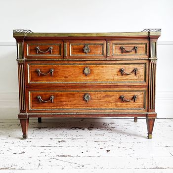 A Majestic Louis XVI Mahogany and Brass Commode