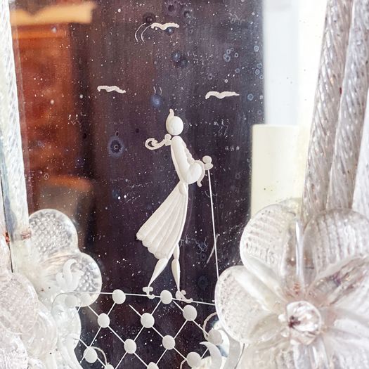 A Charming Pair of Antique Venetian Mirrored Wall Lights