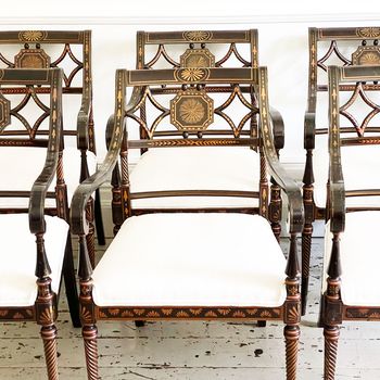 A Set of 6 1950's Regency Style Dining Room Armchairs