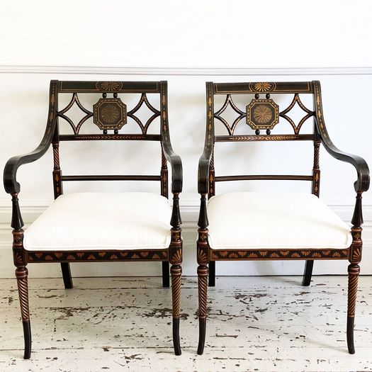 A Set of 6 1950's Regency Style Dining Room Armchairs