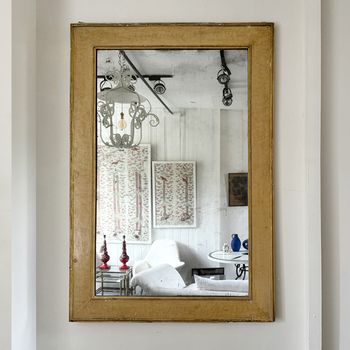A Very Large 19th C English Mirror with Original Plate and Delicately Decorated Surround