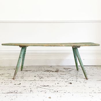 An Early 20th Century French Bench with Original Green Paint