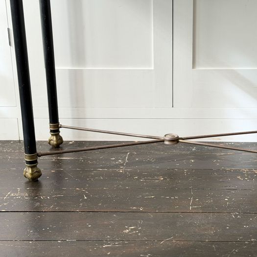 A 1950's French Brass Polychrome & Glass Console Table by Maison Jansen L