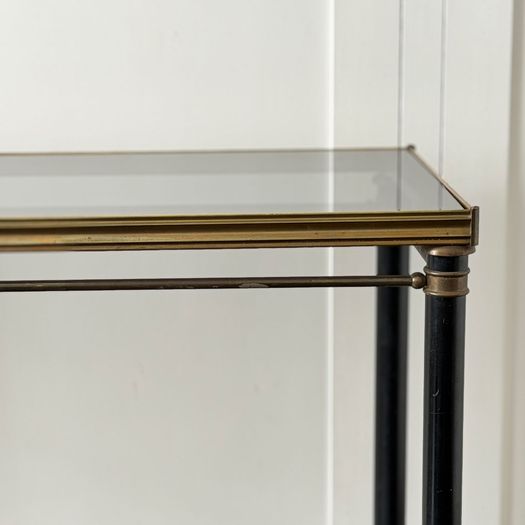 A 1950's French Brass Polychrome & Glass Console Table by Maison Jansen L