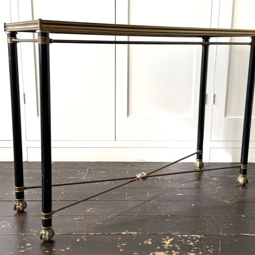 A 1950's French Brass Polychrome & Glass Console Table by Maison Jansen L