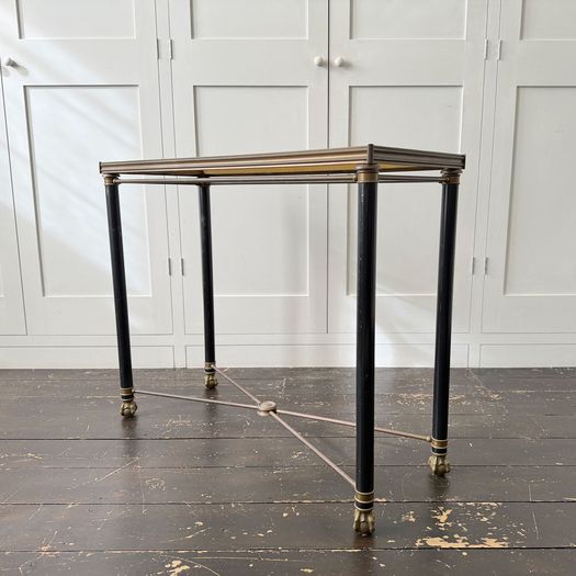 A 1950's French Brass Polychrome & Glass Console Table by Maison Jansen M