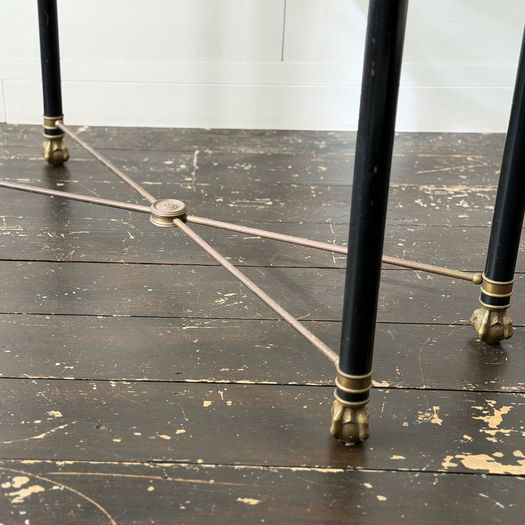 A 1950's French Brass Polychrome & Glass Console Table by Maison Jansen M