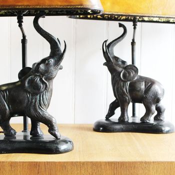 A Pair of Elephant Bronze Lamps by Maitland Smith
